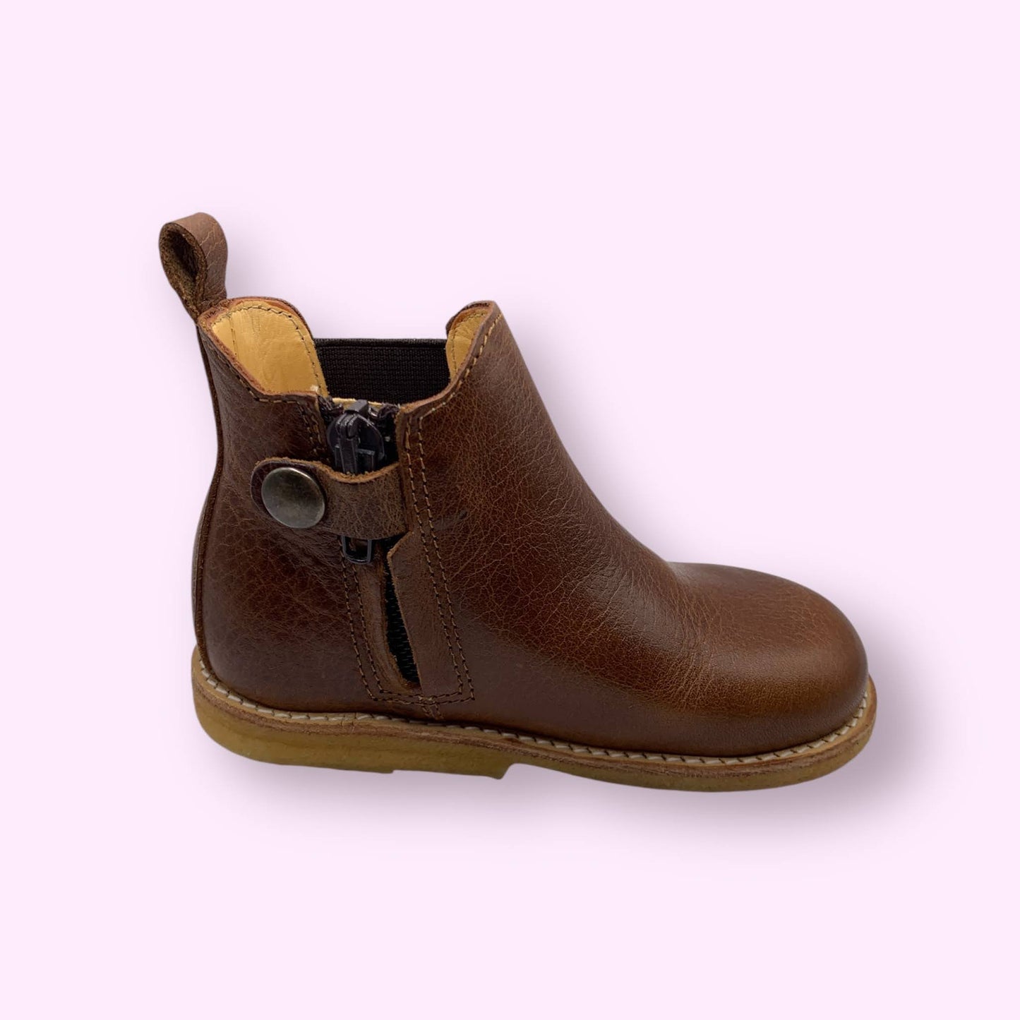 Angulus - camel chelsea boot met rits