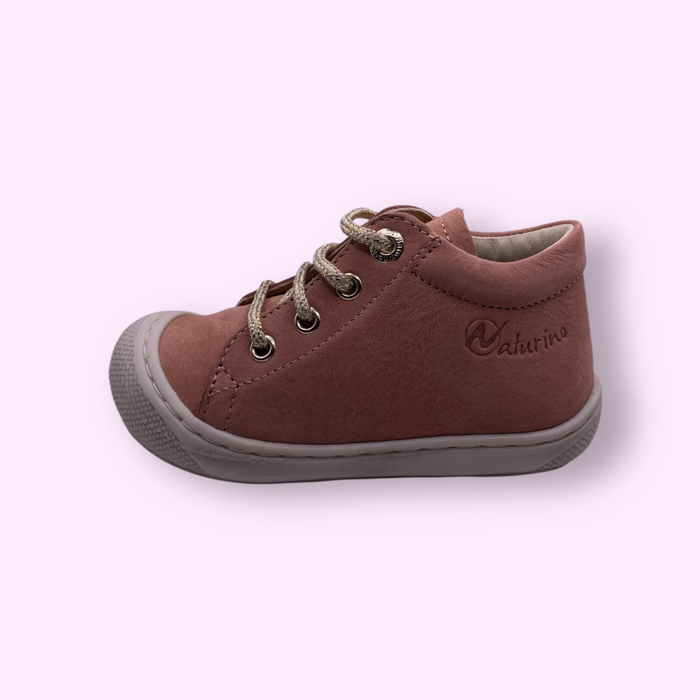 Naturino - flexibele veterschoen roos met glitterveters
