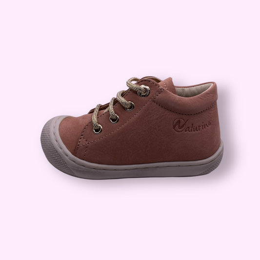 Naturino - flexibele veterschoen roos met glitterveters