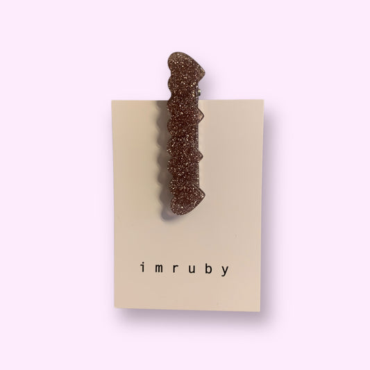 Imruby - NICOLE hartjes clip bruin glitter
