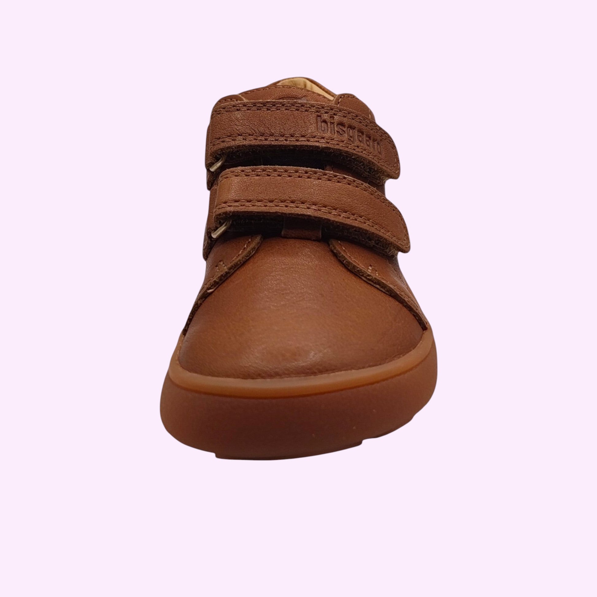LOU kinderschoenen bruine leren kinderschoenen van bisgaard met dubbele klittenbandsluiting en flexibele rubberen zool