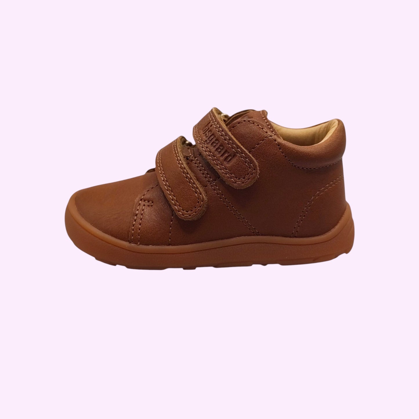 LOU kinderschoenen bisgaard bruine leren kinderschoenen met klittenband en flexibele rubberen zool