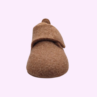 LOU kinderschoenen Bisgaard wollen pantoffels in bruin vilt met klittenbandsluiting voor kinderen