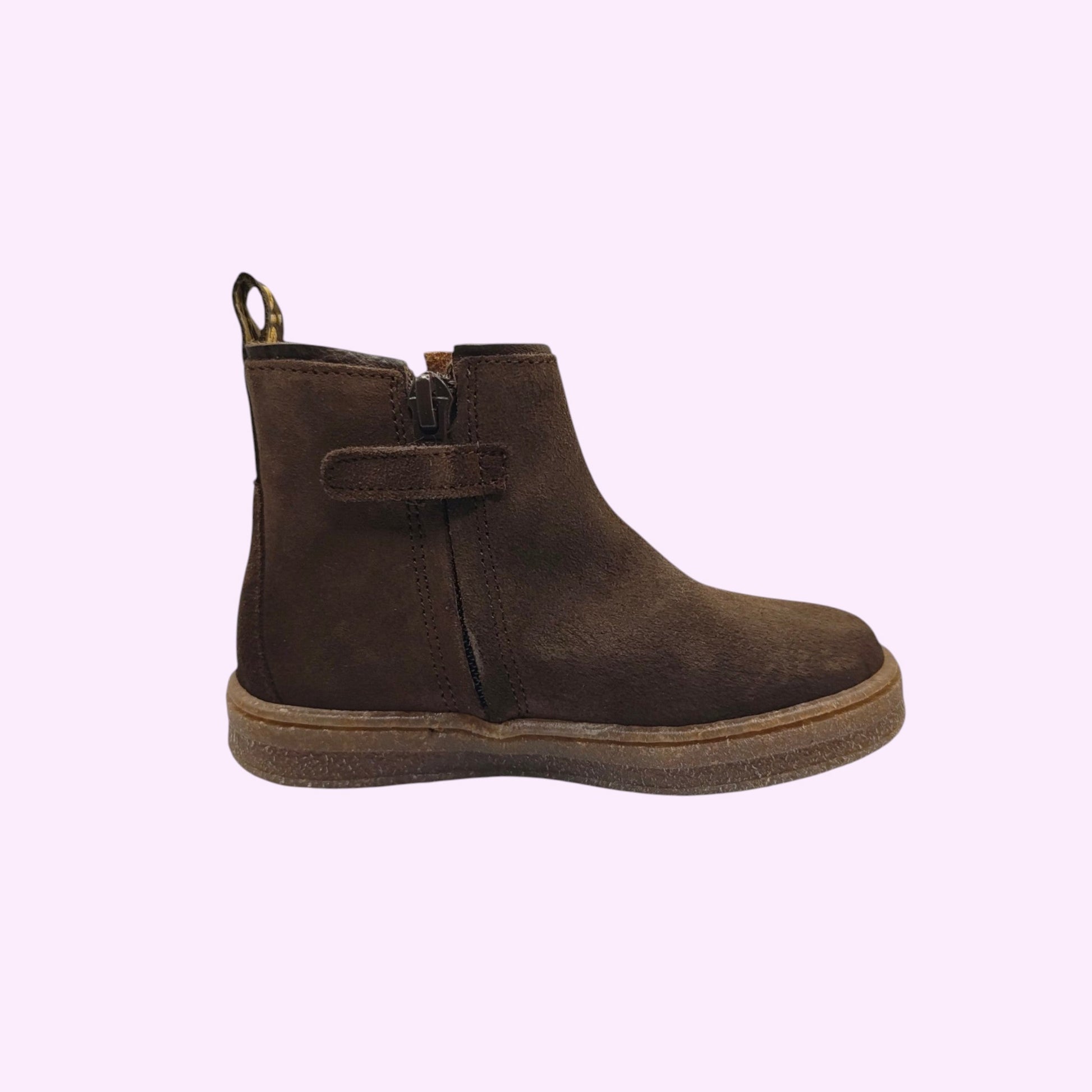 LOU kinderschoenen Bisgaard donkerbruine suède chelsea boots voor kinderen met ritssluiting en stevige zool
