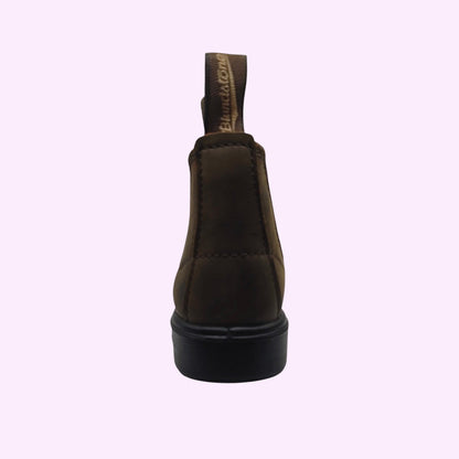 LOU kinderschoenen Blundstone chelsea boots voor kinderen in bruin leder met treklus, achteraanzicht