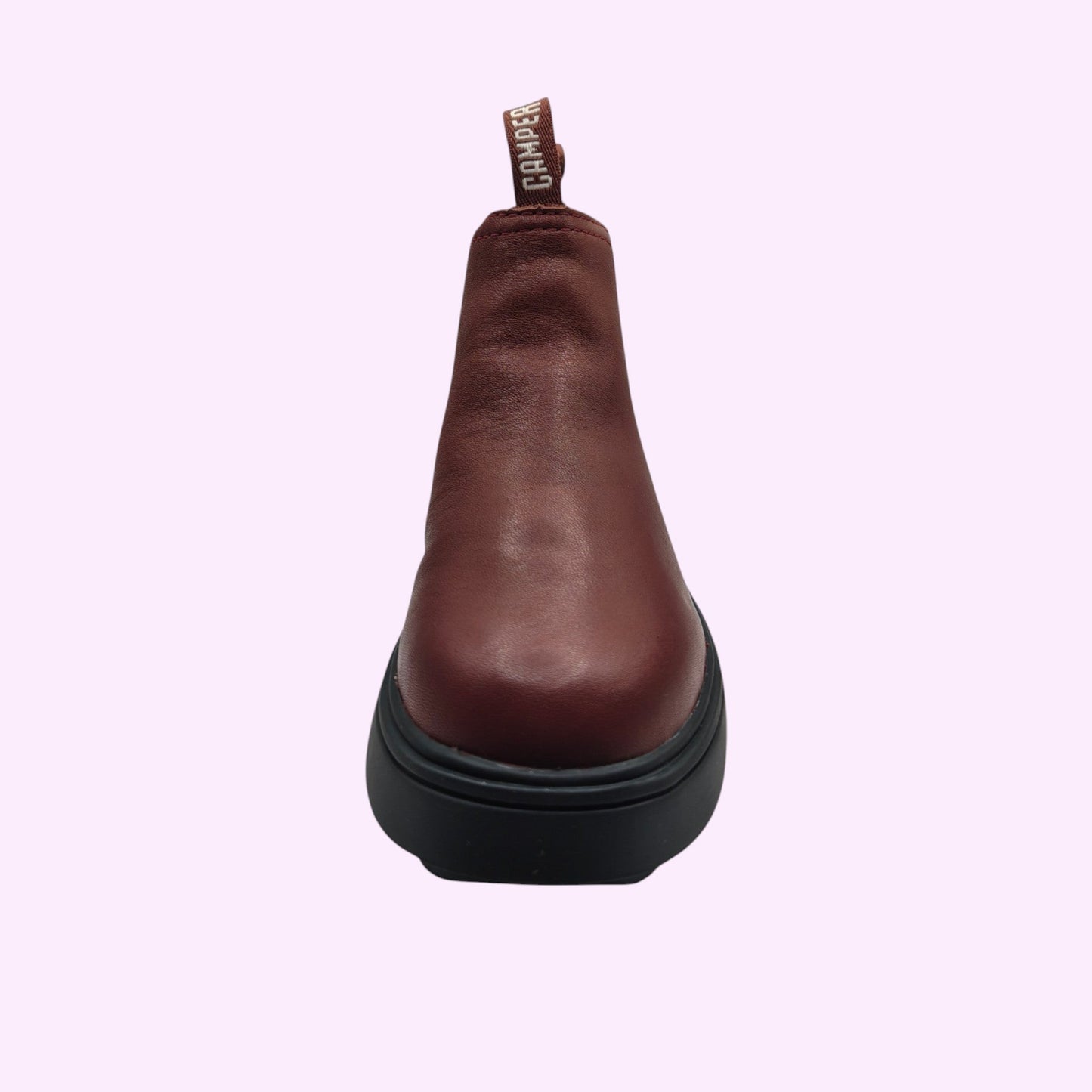 LOU kinderschoenen bruine lederen Camper Chelsea boots met robuuste zwarte profielzool en treklus