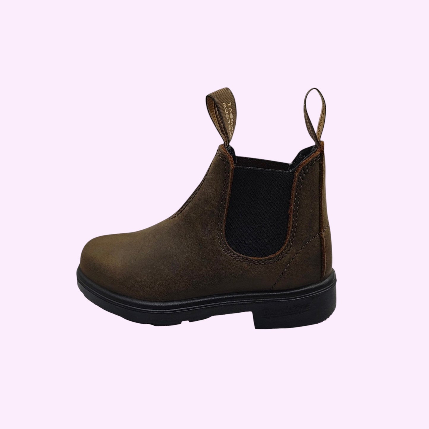 LOU kinderschoenen Blundstone chelsea boots voor kinderen in bruin leder met elastische zijpanelen en treklussen.