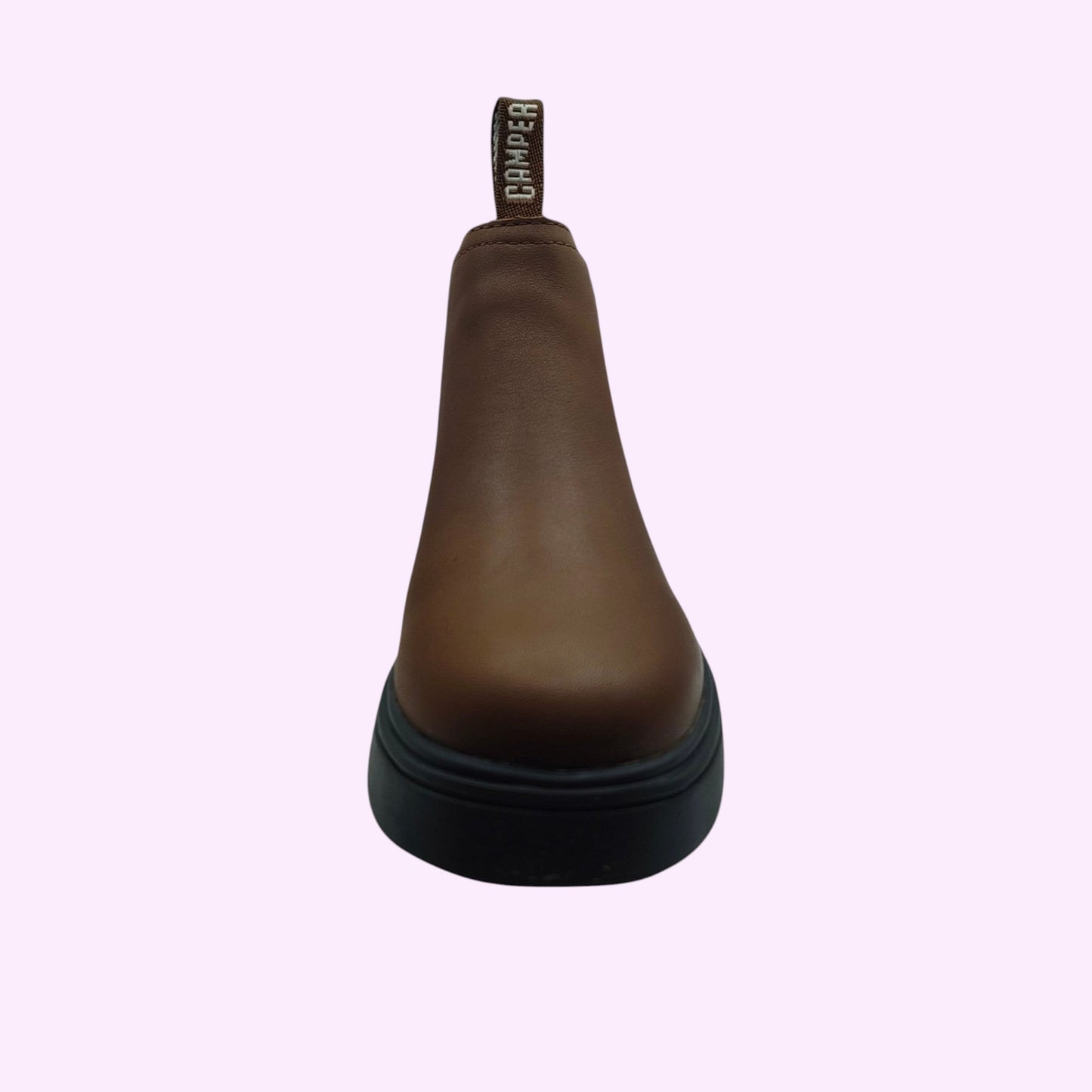 LOU kinderschoenen Camper bruine lederen Chelsea boots met zwarte profielzool en treklus