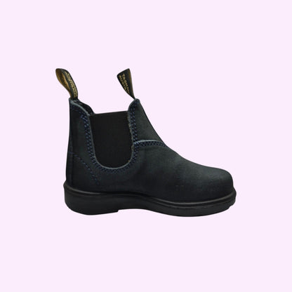 Donkerblauwe suède Blundstone chelsea boots voor kinderen met elastische zijpanelen en treklussen van LOU kinderschoenen