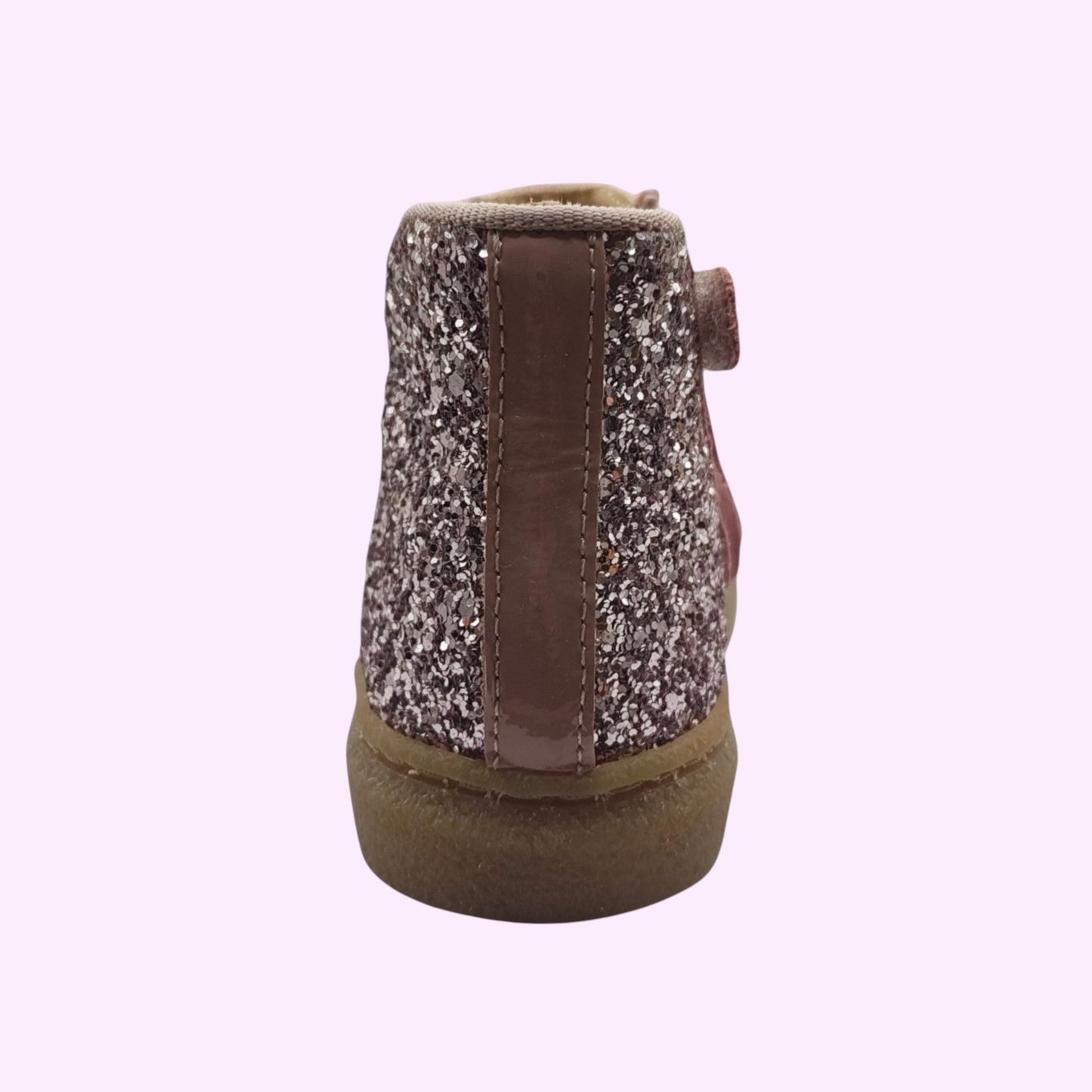 LOU kinderschoenen roze enkellaarsjes met glitters en lakleer detail aan de achterkant